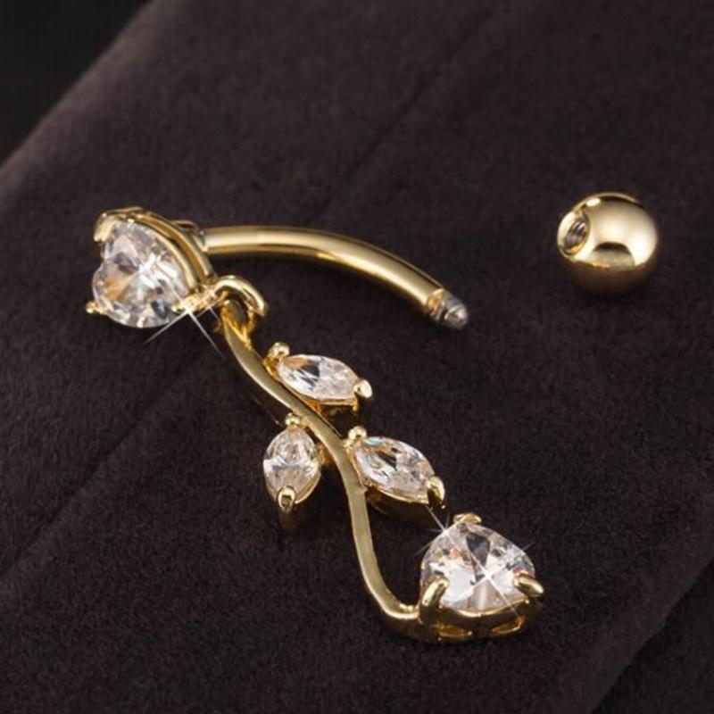 NEW Rhinestone Dangle Body Piercing Crystal Navel Belly Button Bar Barbell Rings