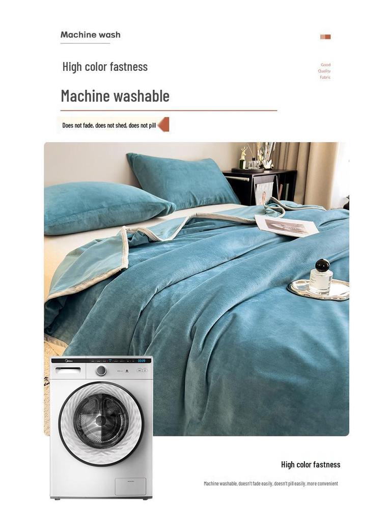 Milchsamt Winterfleece Bettwäscheset: Einzelstudentenwohnheim Dreiteilige Dicke Plüsch Rutschfeste Korallen-Decke