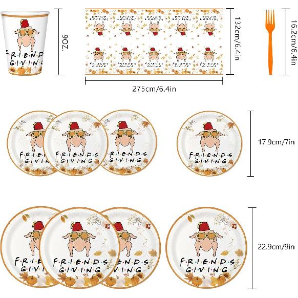 Friendsgiving Decorations Set Serves 25, Friendsgiving Party Decorations Plates and Cups, Thanksgiving Party Decorations, Thanksgiving Decorations
