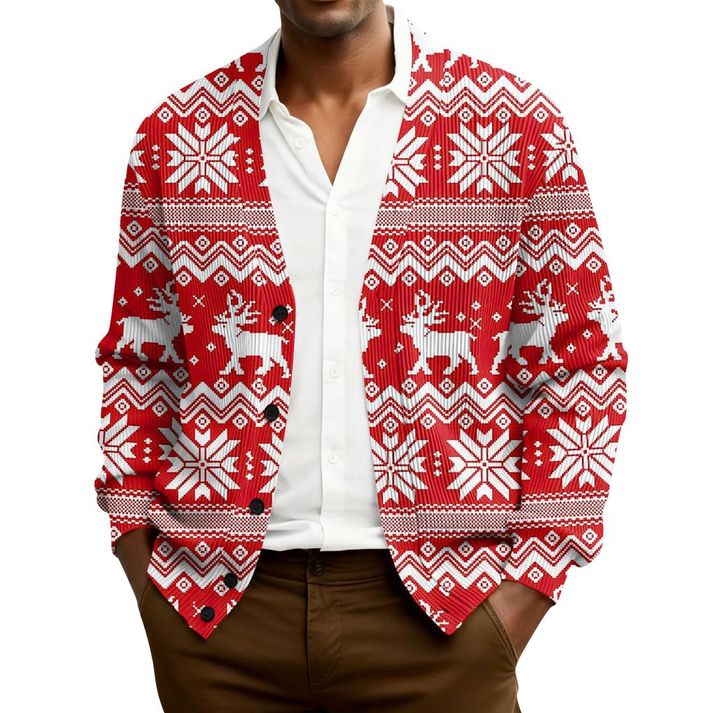 Męski kardigan z dzianiny prążkowanej z długim rękawem