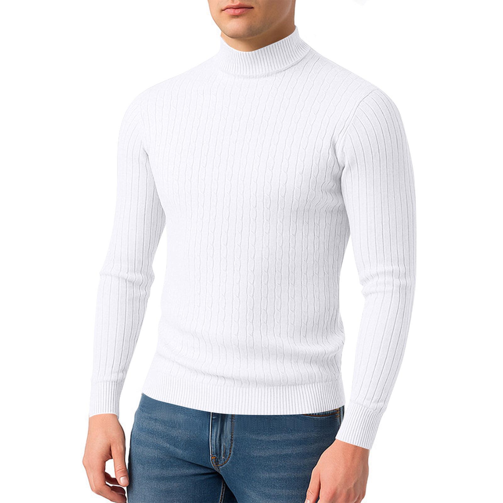 

Men s Twisted Solid Color Sweater Men s Half Turtleneck Knitted Bottoming Shirt XL