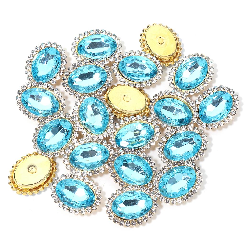 20pcs Oval Shape Sunflower Sew On Rhinestones Metal Gold Claw Base Acrylic Rhinestones Beads DIY Garment Decoration Accessories