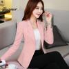 Office Lady Blazer Women Solid Color Long Sleeves Single Button Streetwear Spring Autumn Slim Fit Turndown Collar Suit Coat for