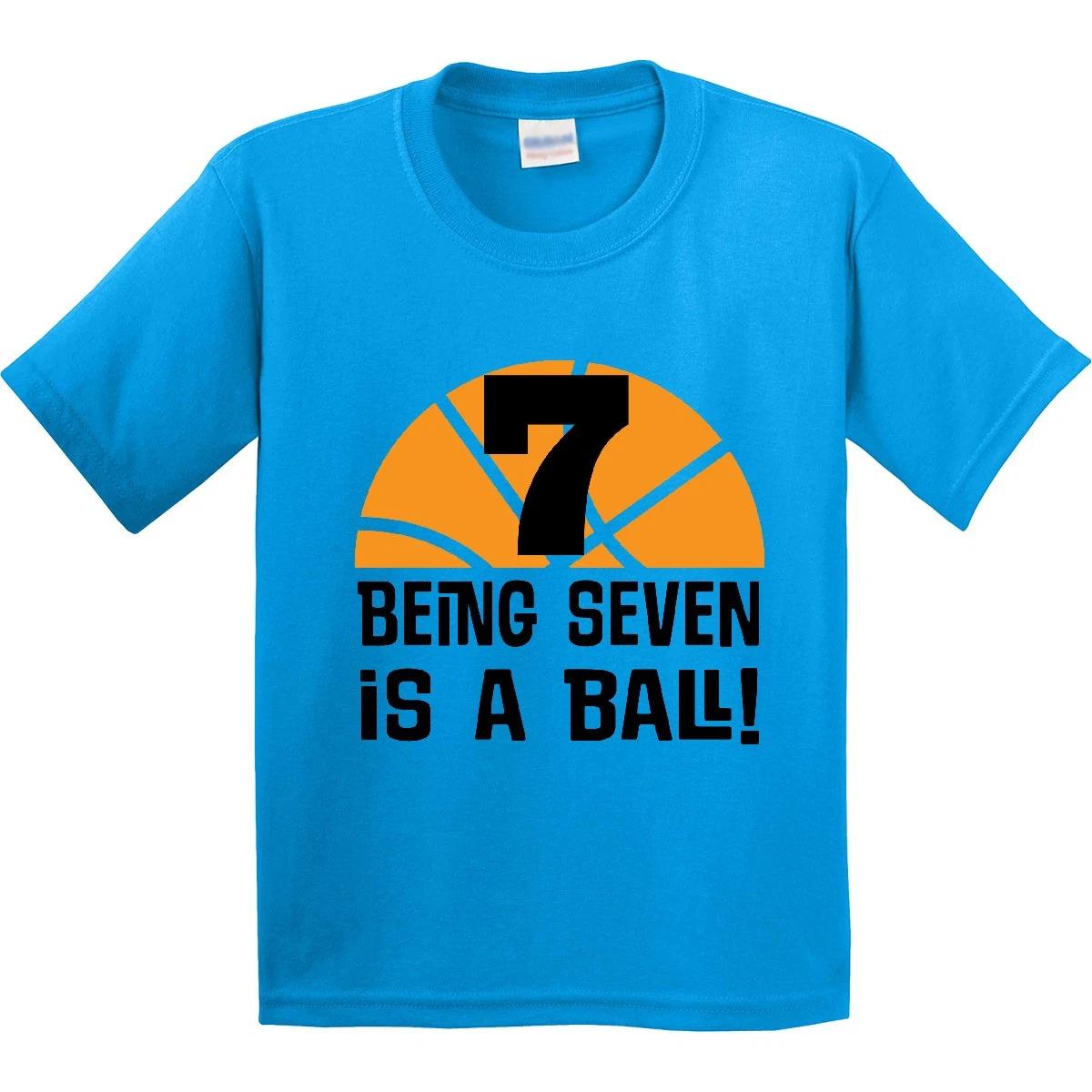 Inktastic 7th Birthday Basketball Sports Boys Youth kids boys T-Shirt 7 Year Old Seven Im 150