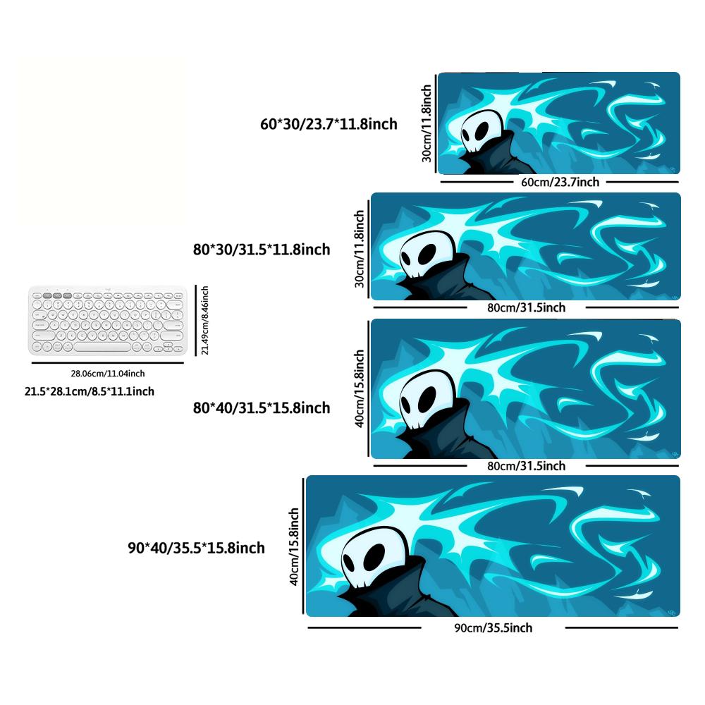 XXL Gaming Mouse Pad Skull Hooded Deskmat Non‑Slip Rubber Cyan Magic Flame Mountain Pc Game Keyboard Mats Gamer Mausepad