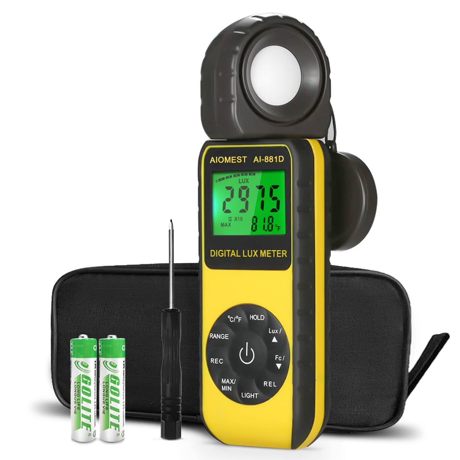 

Digital Illuminance Meter, AIOMEST Lux Photometer 881D with Rotating Receiver and Data Logging Function, for Growing Houseplants and Hydroponics, HIOK