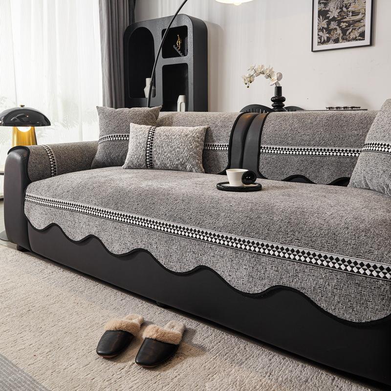Modern Minimalist Sofa Cover Fabric High-end Anti Slip Straight Row Sofa Cushion Cover Skin Friendly Suitable for All Seasons 70x70cm серый