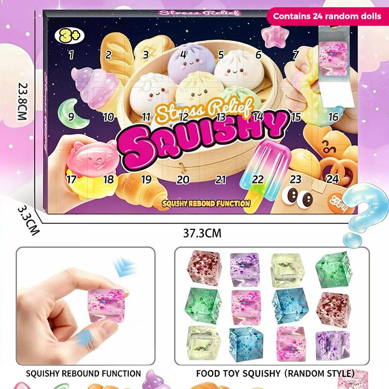 24Pcs Stress Relief Food Squeezable Blind Box Pack High Elastic Tear Resistant Slow Rising Fidget Toy Gift For Kids Teens