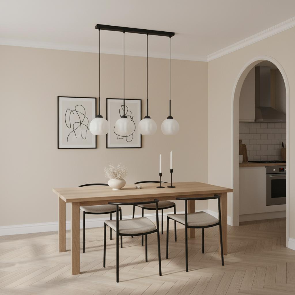Lampa wisząca sufitowa zwis listwa białe kule industrialna loft led 4xe27 fiona 14-981