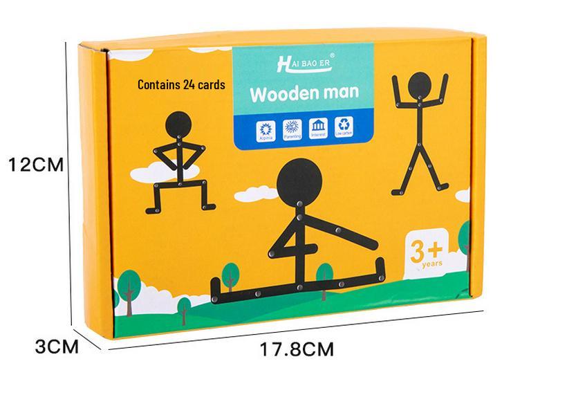 Educational Matchstick Figure Movement Game - Versatile Wooden Toy for Children's Learning and Play