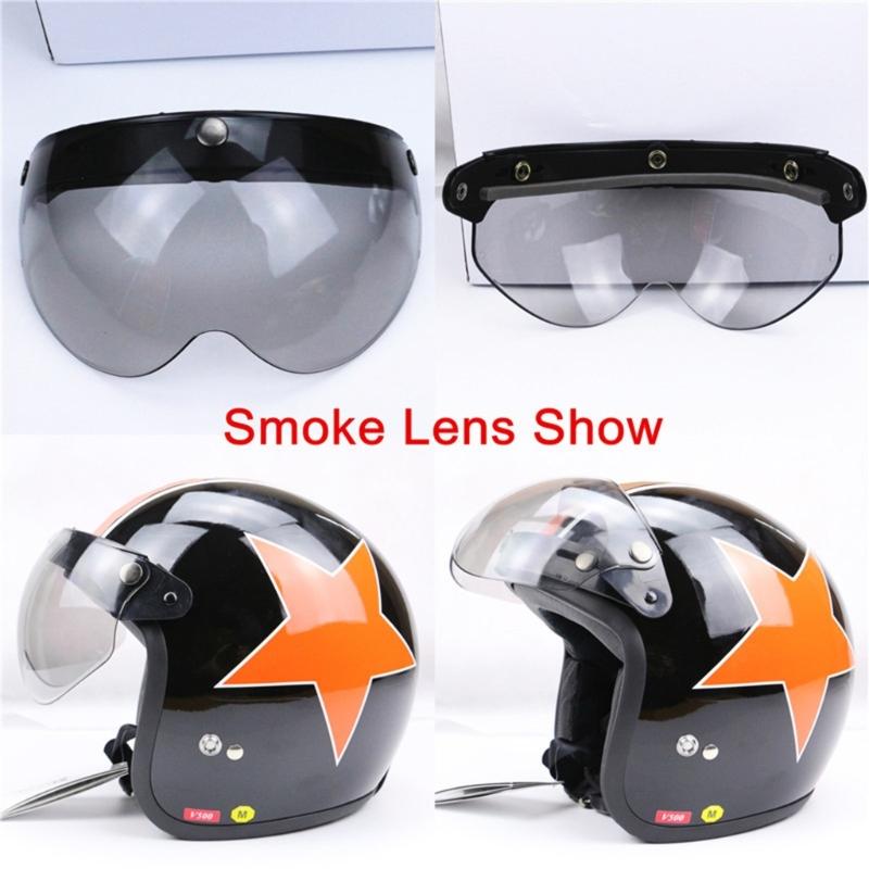 Visores Universales para Motocicletas Estilo Piloto Retro Estándar de 3 Botones de Presión Abatibles Hacia Arriba Abajo Casco Abierto Parabrisas Duradero