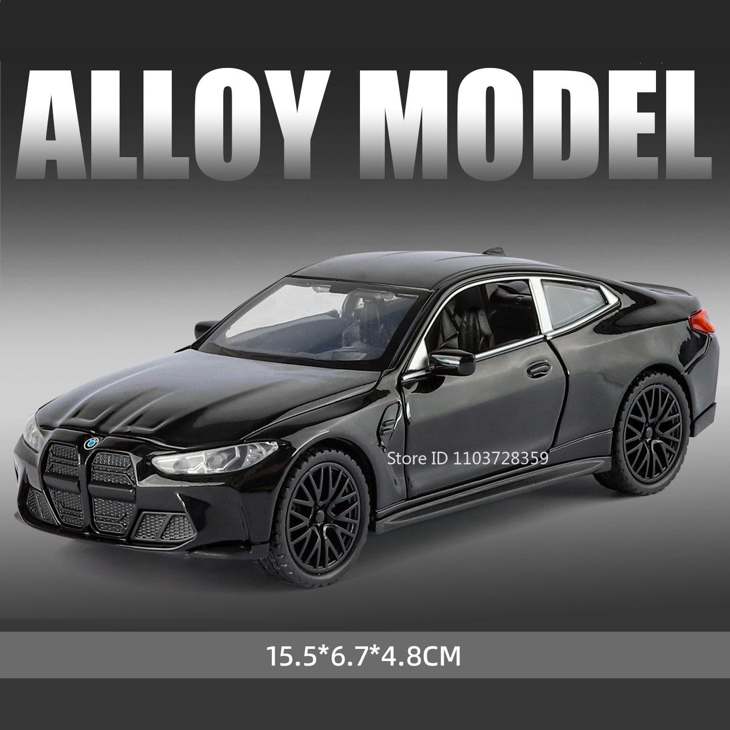 

1:32 M4 M8 Supercar Model Toys Alloy Diecast Miniature Ornament Sports Cars Sound Light Doors Opened Pull Back for Kids Gifts