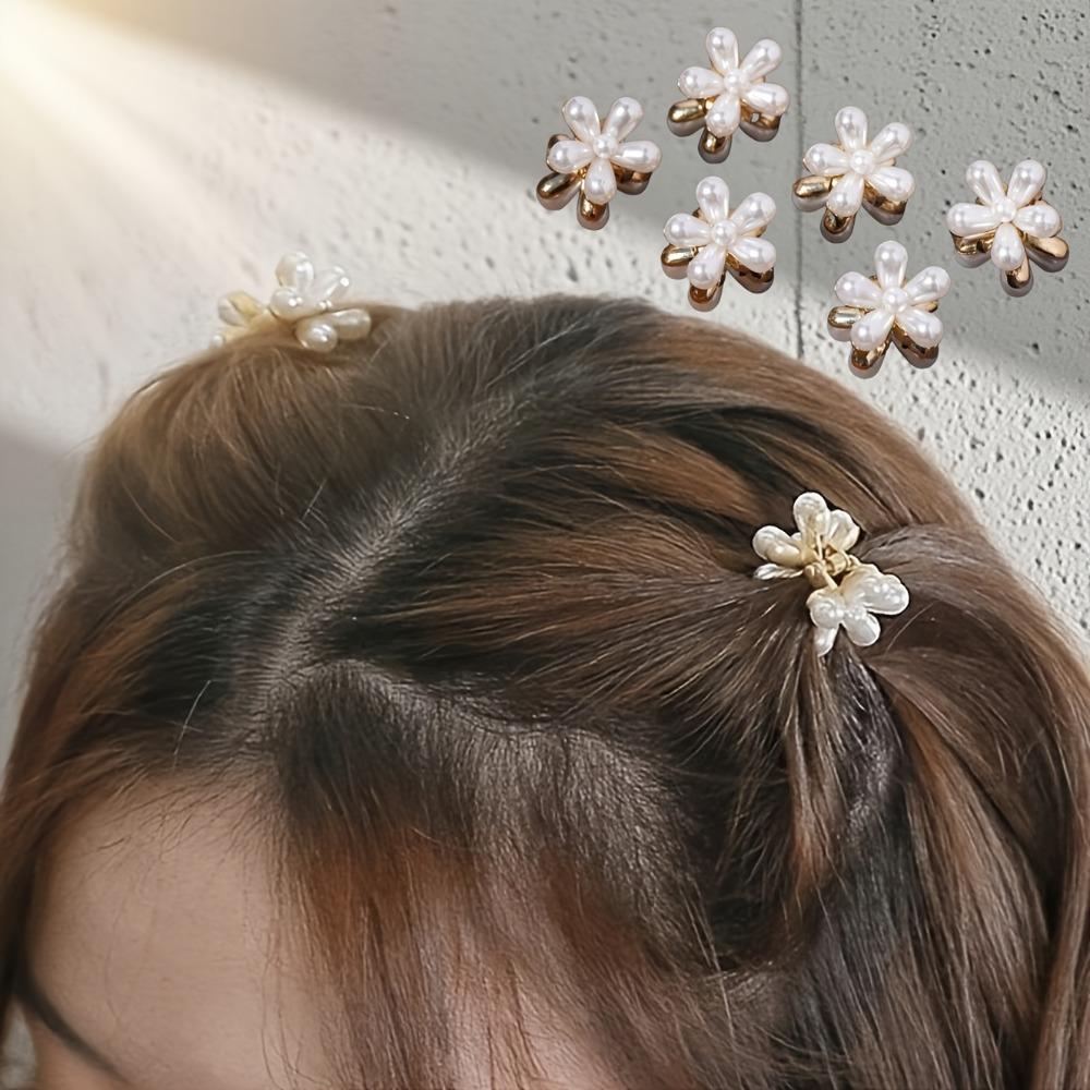 10pcs White Side Clips with Floral Accents Multifunctional Braiding and Hair-Tying Clips for Day and Night Hair Clips for Women