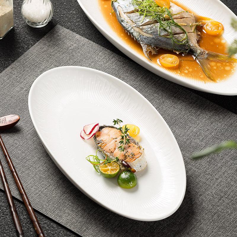 Creative Underglaze Colorful Fish Plate B & B Tableware New Steamed Fish Plate Oval Dumpling Plate Oven Premium Vegetable Plate