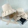 Summer sunshade sunscreen bow brim bucket hat women