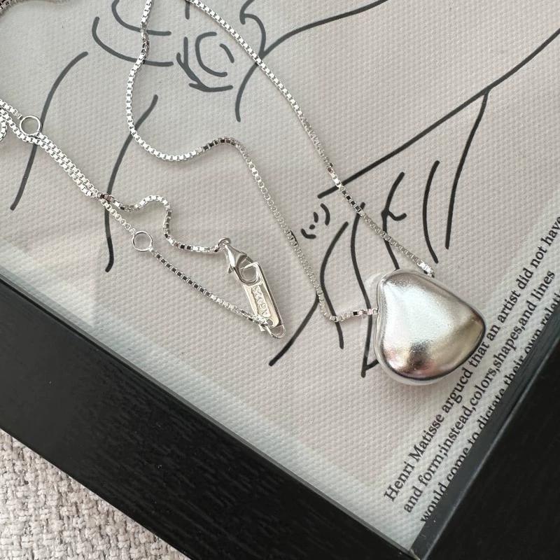 FY-43TL44 S925 Sterling Silver Korean Version Simple Sweater Chain Fashionable Korean Style Necklace Silver Jewelry
