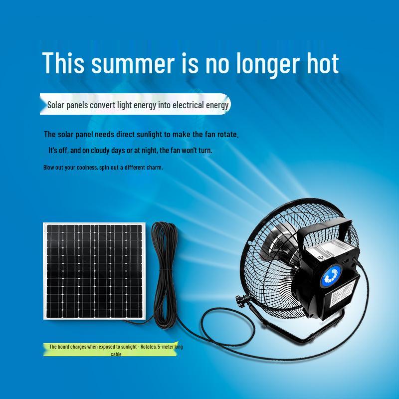 Portable Solar-Powered DC Cooling Fan for Indoor & Outdoor Use