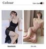 Black Mesh Low-Cut High-Slit Lingerie Camisole Dress - Erotic, Transparent Nightgown for Women