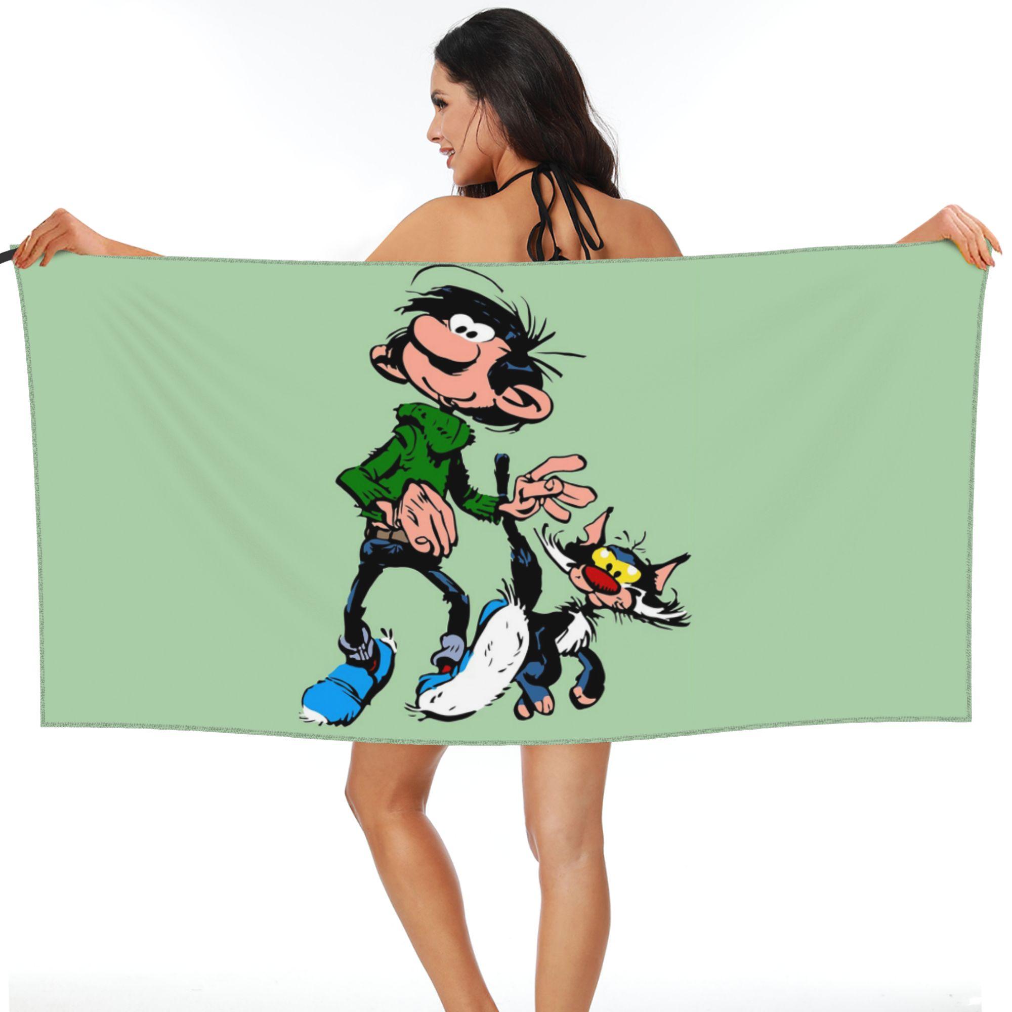 

Gaston Lagaffe Big Ben Head Beach Towel Soft Microfiber Quick Dry Absorbent Quick Towels For Bath W30*H60(CM)