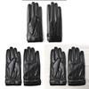 Mens Winter Pu Leather Touch Screen Gloves For Commuting And Cold Protection