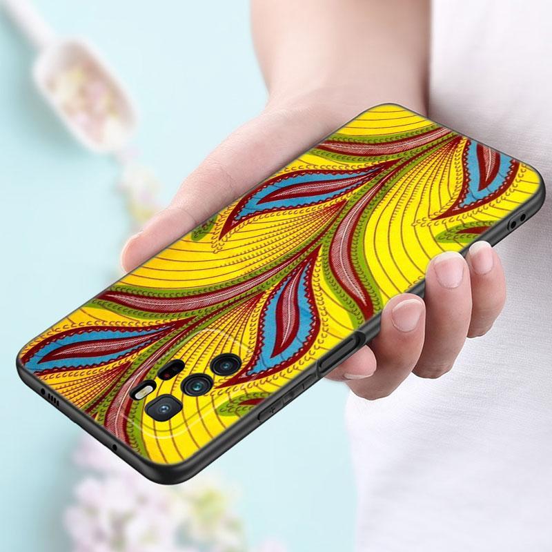 Aesthetic African Wax Fabic Phone Case For Xiaomi Redmi Note 7 8 9 10 Lite 11 11E 11T 12 Pro 11S 4G 10T 5G 8T 9S 10S Black Cover
