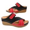 Summer Velcro Color Matching Slope Heel Platform Slippers Women's Shoes Sewing Line Beach Sandals