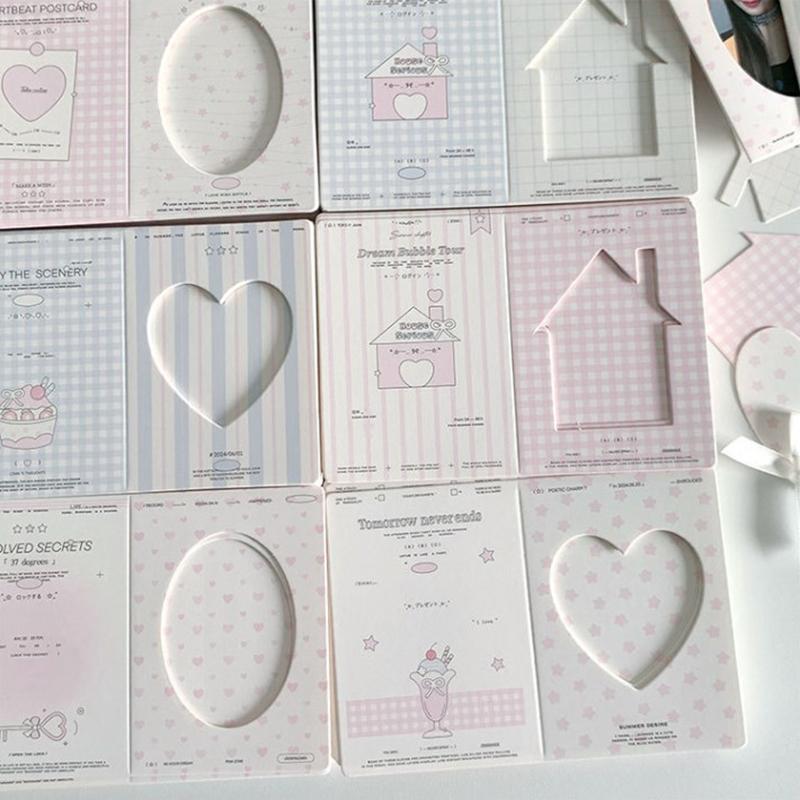 10Pcs/Pack Hollow Window Folding Back Card Kpop 3 Inch Photocard Holder Diy Small Card Decorative Packaging Material