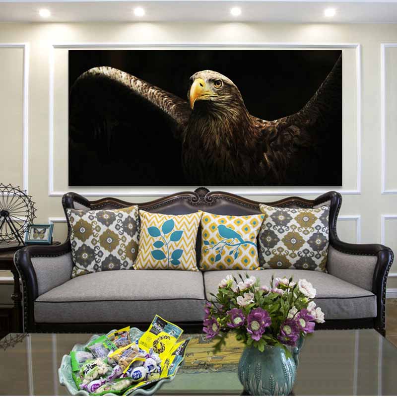 Modernes schwarzes Steinadler-Leinwandgemälde, Tierposter und Drucke, Wandbild für Cuadros, Wohnzimmer, Heimdekoration, ohne Rahmen, ohne Rahmen