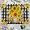 1PC  Sunflower Linen Placemats Are Heat-resistant Grid Pattern Is Very Suitable for Kitchen and Dining Table Decoration