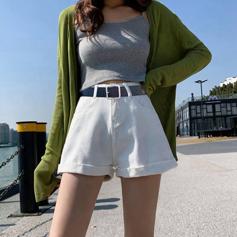 Comfortable Skinny Fashionable and Versatile High-waisted Denim Shorts Female Summer Loose Thin Casual Wide-legged Rolled Straight A-line Pants