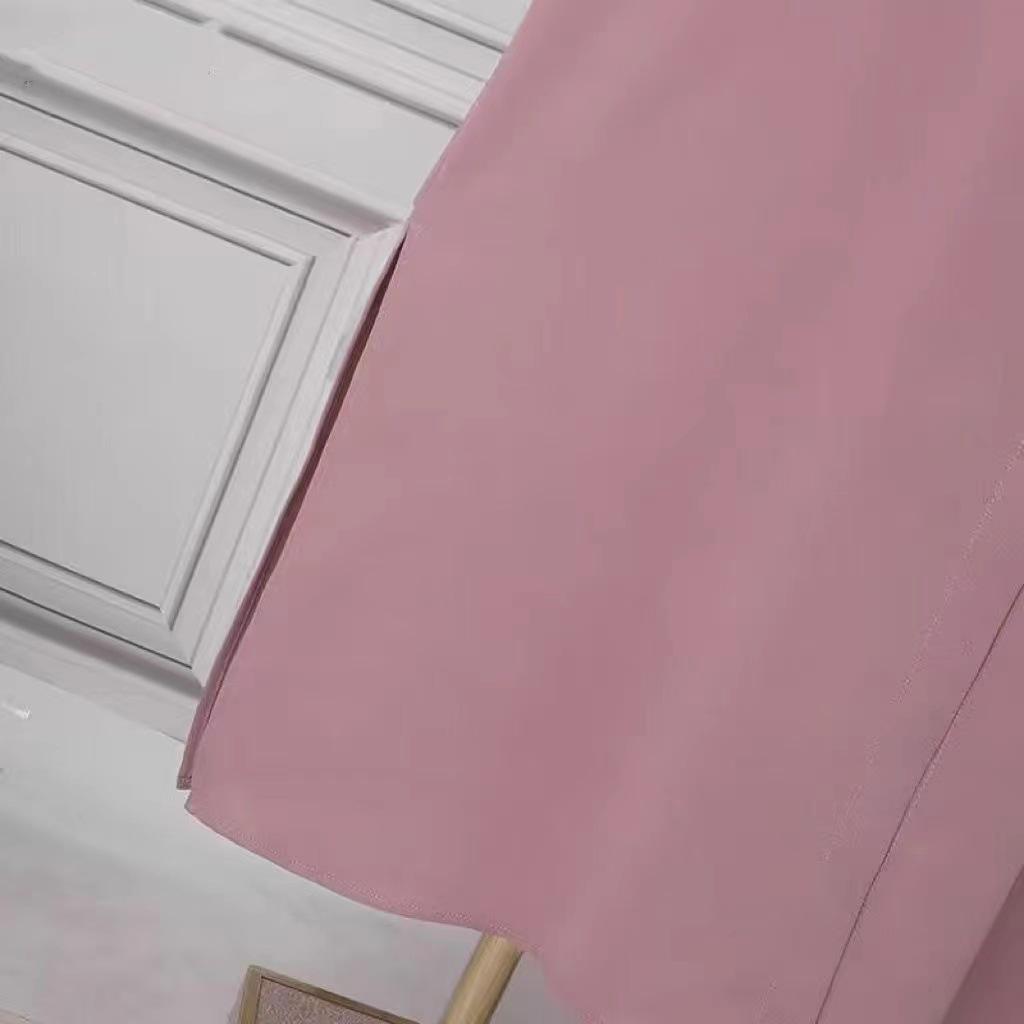 Middle East Muslim Solid Color Long Sleeve Loose Fit Round Neck Shirt Dress
