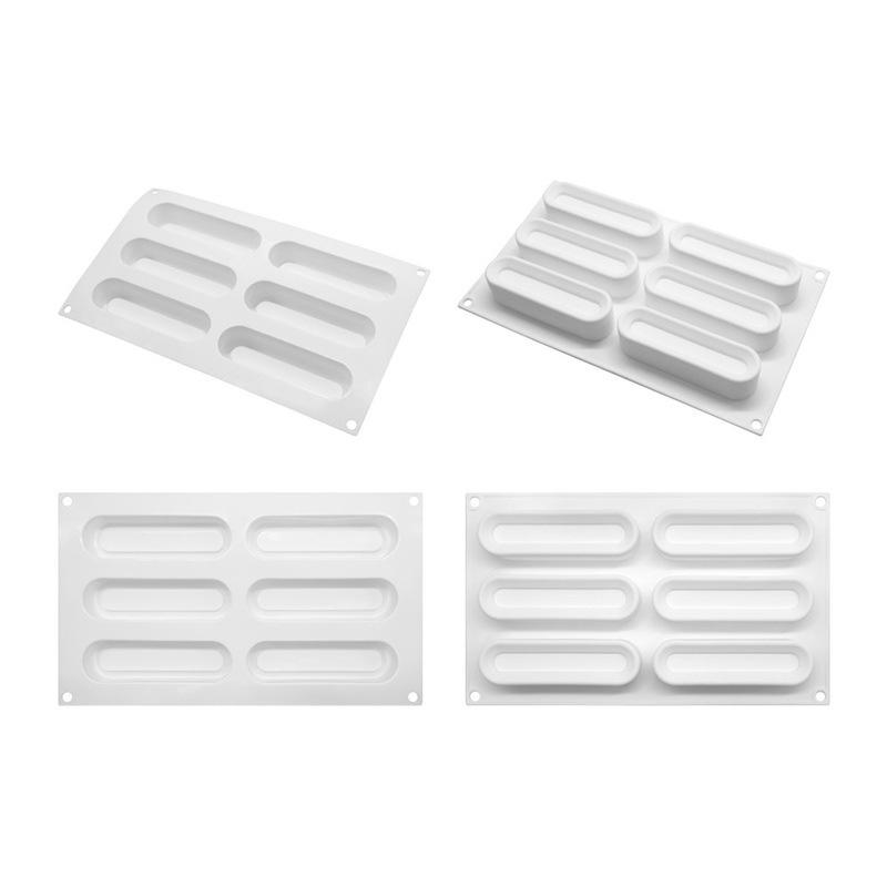 1 Pc French Dessert Mold 6 Sausage Oval Mousse Sandwich Mold DIY Baking Mold Silicone Fondant Cake Mold