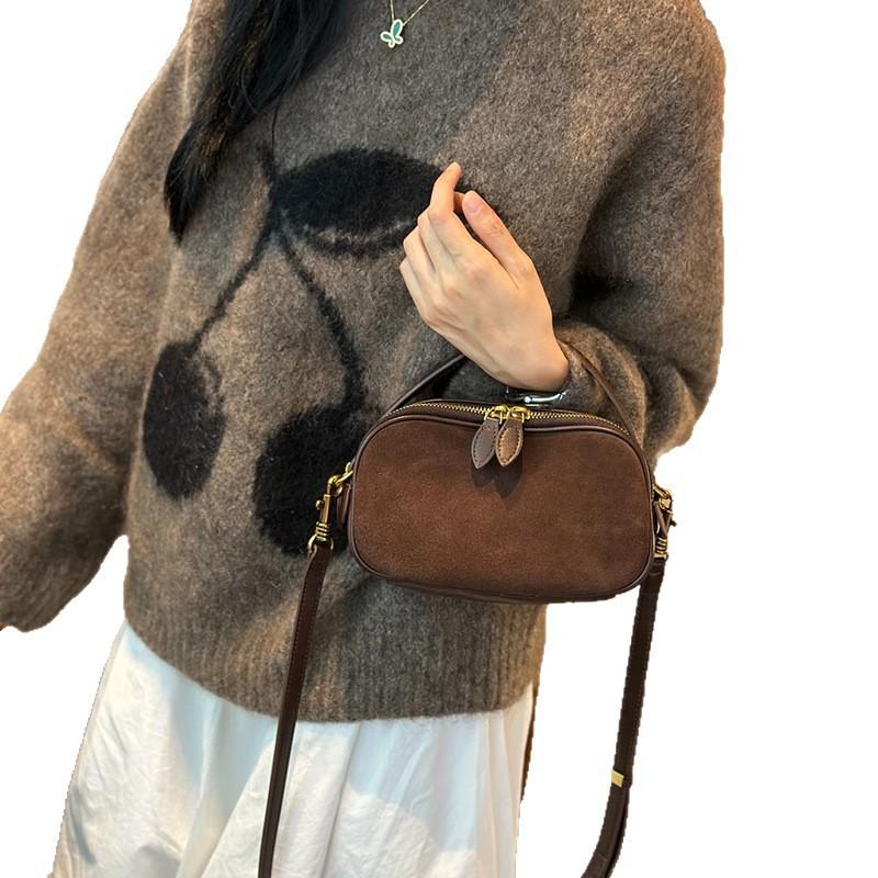 Fashionable and Versatile New Small Square Bag, Simple Crossbody Bag, Cowhide Single Shoulder Women's Bag, Leather Casual Handbag