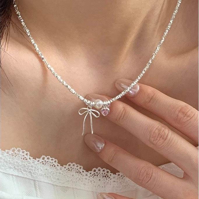Bow Sweetheart Bracelet Necklace for Women New Light Luxury High-end Korean Sweet and Gentle Style