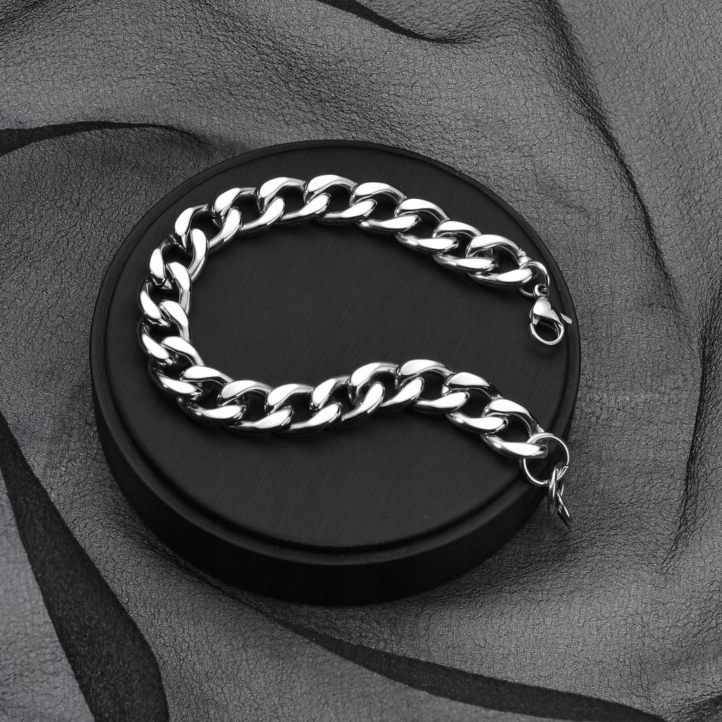 WIDE Men' Chain Silver Chain 55cm Diamond + FREE