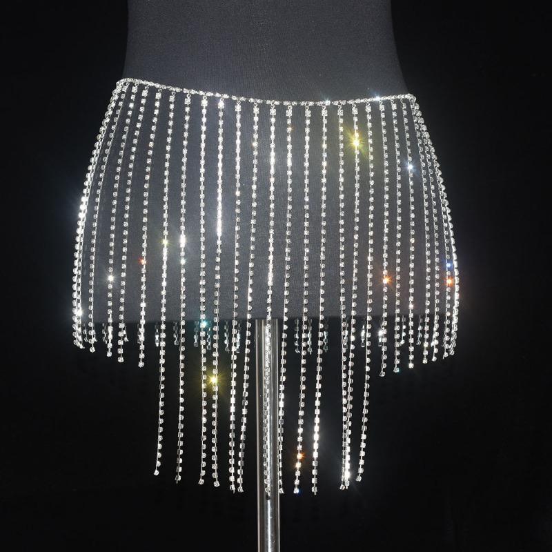 Waist Chain Body Chainsexy Shiny Tassel Rhinestone Skirt Belly Dance Body Chain