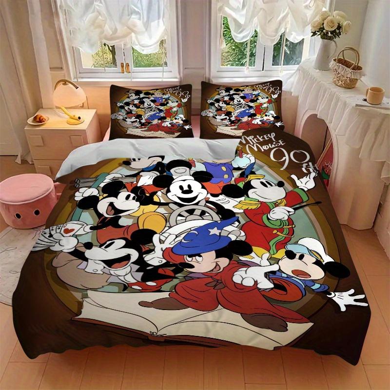 3pcs Mickey Mouse 90th Anniversary Printed Bedding Set, Soft and Comfortable Quilt Cover for Bedroom, Guest Room (1 Duvet Cover + 2 Pillowcases,