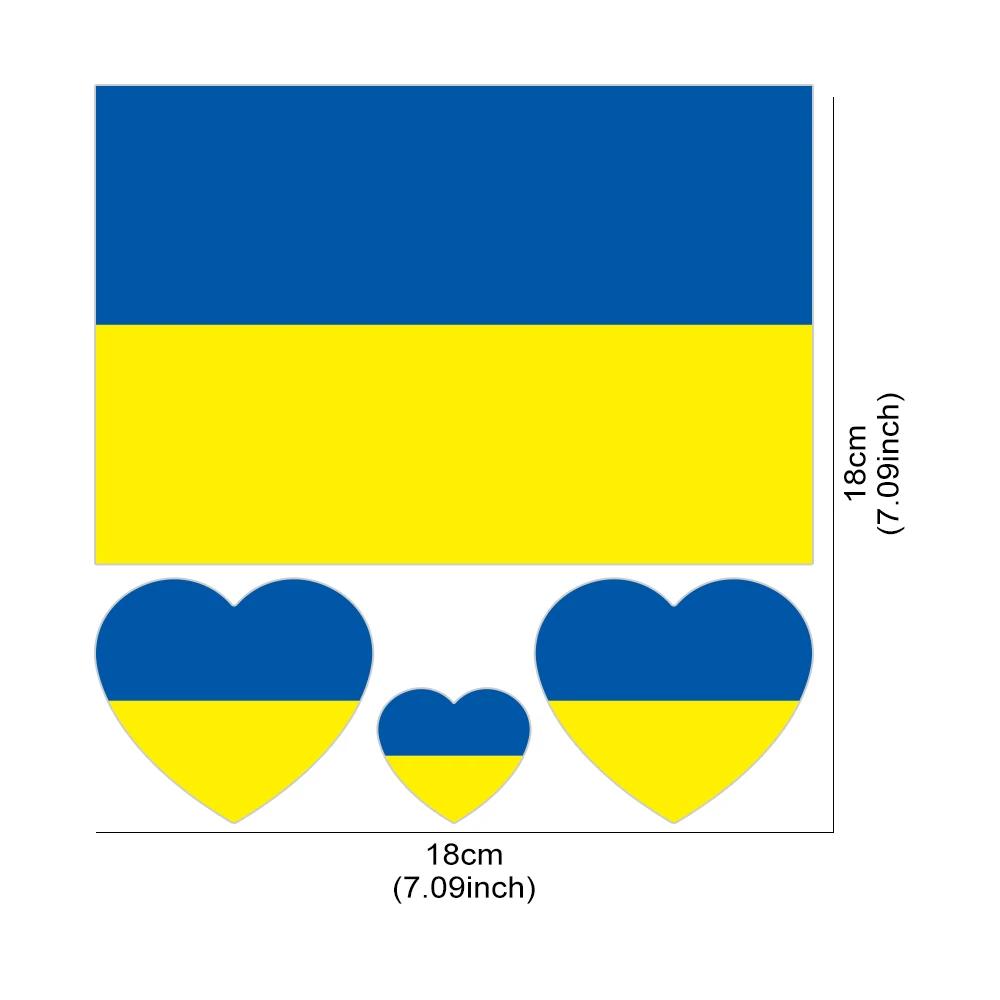 4pcs/ Ukraine Flag Heart Shaped Car Stickers Auto Motorcycle PVC Sticker Waterproof Styling Decal Car Exterior Accessories