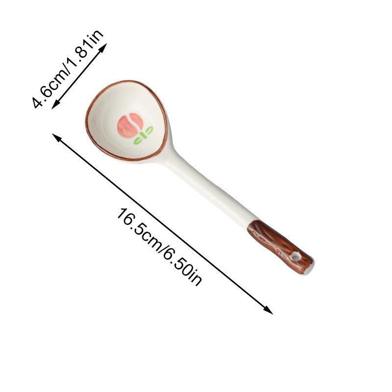 Kawaii Flower Ceramic Soup Spoon Cute Korean Ice Cream Hand Painted Coffee Dessert Long Handle Spoon Kitchen Accessories