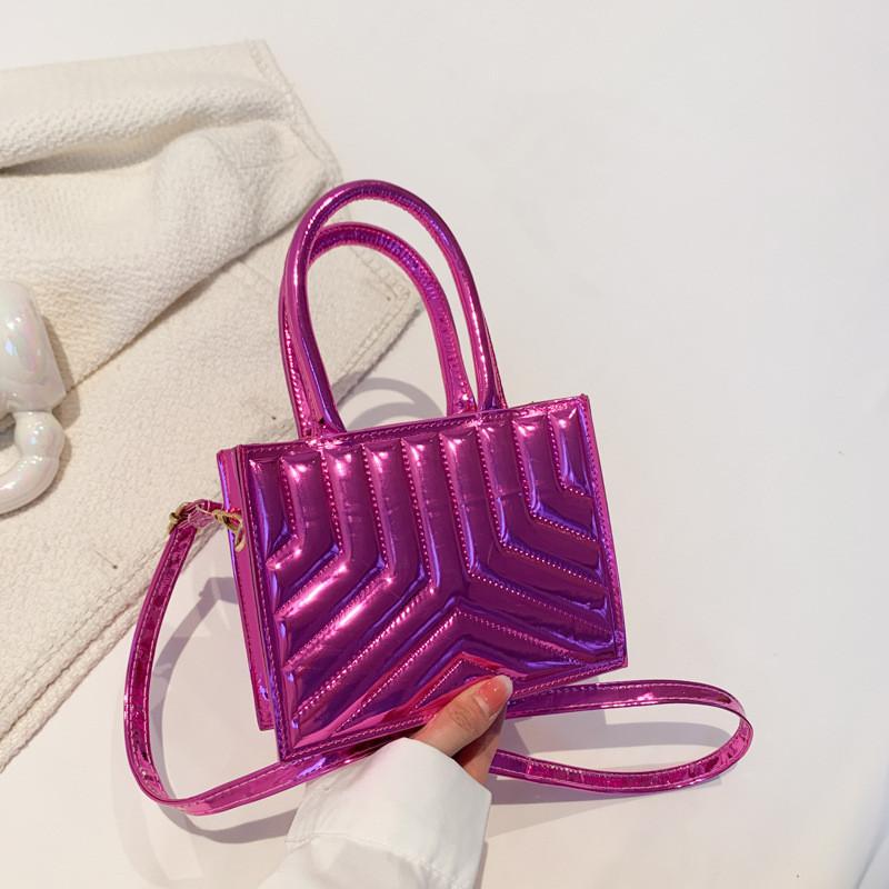 

Fashionable And Simple Square Bag Street Style Pu Leather Medium-sized Handbag маджента