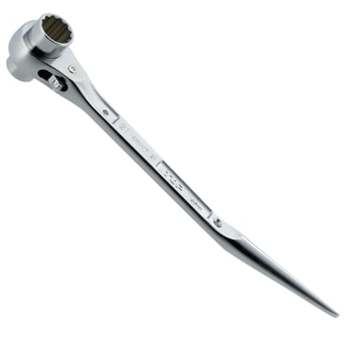 TOP Stainless Steel Ratchet Wrench, Curved Shank, for Construction Workers, 17x21mm, Made in Japan, SRM-17x21BT, Tsubame-Sanjo, Japan
