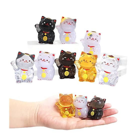 Maneki-neko Gemstone Mascot, All 8 Colors x 1 Set, Total of 8 Pieces, Lucky Cat, Capsule Toy, Figure