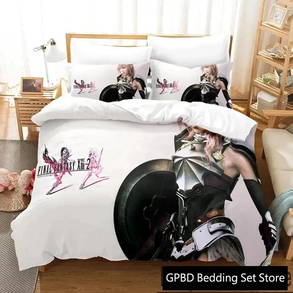 Anime Game Final Fantasy Xiii-2 Bedding Set 3D Printed Suitable For Bedroom Duvet Cover Set With Pillowcases Kids Home Textile