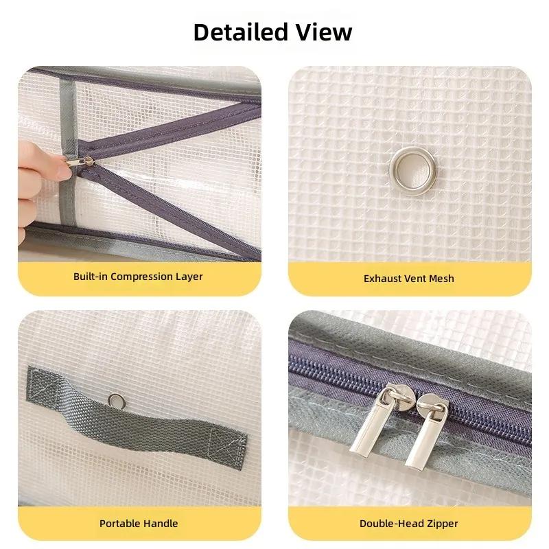 Large Capacity Mesh Storage Bag For Clothes Blankets Down Jackets Cotton Quilts Moisture Proof Dust Proof Organizing Bag