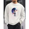 Space Exploration, Astronaut Print Men'S New Round Neck Sweatshirt, Loose And Stylish Casual Sports Top For, Versatile Pullover