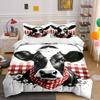 Cow With Red Checkered Background Printed Duvet Cover Set1 Duvet Cover+2 Pillowcasemulti Size Bedroom Bedding Decor