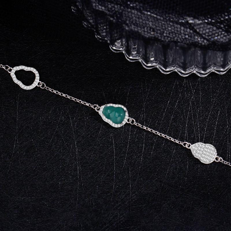 Blue Water Jadeite Gourd Bracelet Women's Chinese Retro Elegant High-end Jadeite Accessories Hand Jewelry