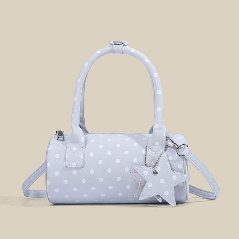 Sweet Polka Dot Mini Shoulder Bag Women Casual Crossbody Purse Urban Chic Round Tube PU Handbag