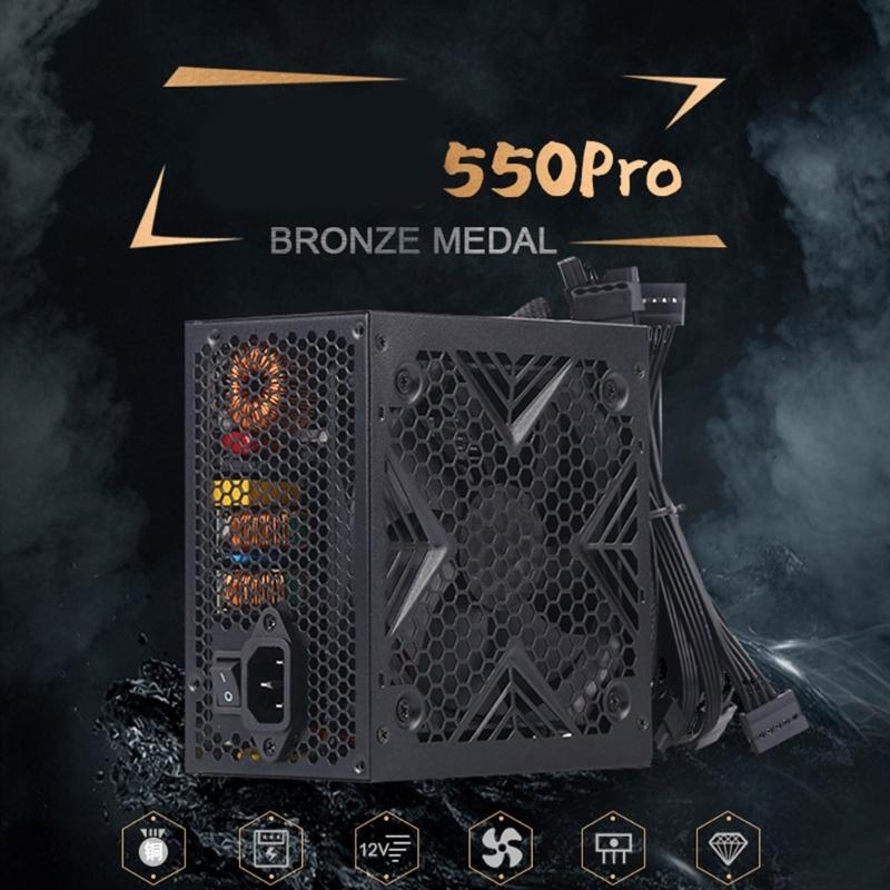 550W/650W/750W Power Supply DC12V for Gaming Computer with Advanced Thermal Management Quiet 120mm FDB Fan
