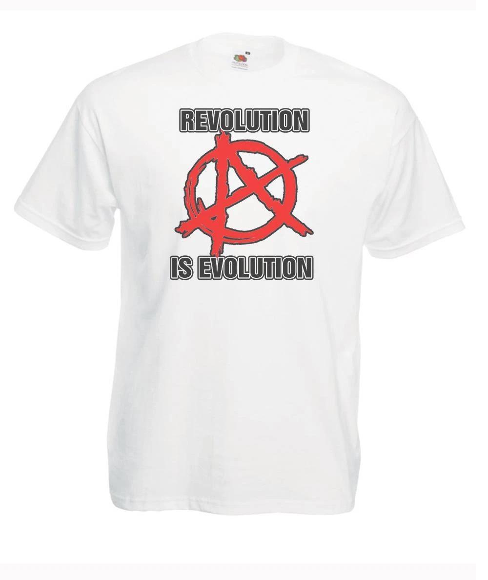 Mens Revolution is Evolution Punk Anarchy Revolt Unisex White 100% Cotton T-shirt Mens Tees Top XL